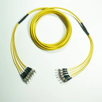 Kabel Patch Fiber Optik Singlemode Kelas Telekomunikasi 6 Core Bundle untuk Pusat Data dan Luar Ruangan, Panjang & Konektor Sesuai Pesanan