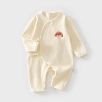 Mamibai Lot de 4 Combinaisons Kimono pour Bébé |   Combinaison en coton respirant à manches chauve-souris avec nœud latéral et applique animale |   0-6 mois Rose