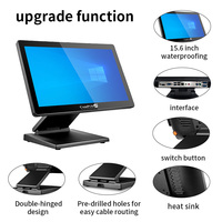 15,6-дюймовая POS-система с Windows 10/11 Pro, кассовый аппарат, настольный сенсорный POS-терминал с MSR, VFD-дисплеем и аккумулятором