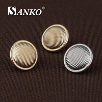 Bouton en métal texturé rond personnalisé SANKO, bouton en alliage d'or et d'argent pour la couture, pour manteau, blazer, veste, accessoires vestimentaires