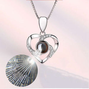 Charm moda gioielli classici da donna in lingua 100 ti amo proiezione cuore collana pendente da donna - Product Image 4