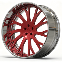 Jantes forgées sur mesure 2 pièces SL 28X10 30X9.0 30X10 5x127 rouges à rayons usinés et lèvre profonde polie pour véhicules haut de gamme