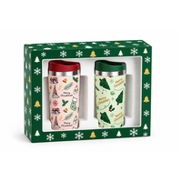 Coffret cadeau de 2 gobelets de voyage en acier inoxydable pour Noël, avec couvercle à bouton-poussoir anti-fuite, tasse isotherme pour café et thé 12oz/16oz