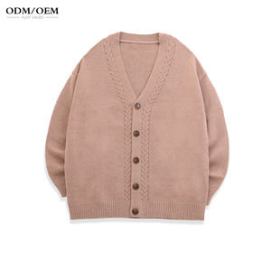 Suéter Cárdigan de Invierno para Hombre con Logotipo Personalizado OEM/ODM, Tejido Jacquard, Hombros Caídos, Cuello en V, Algodón - Product Image 2