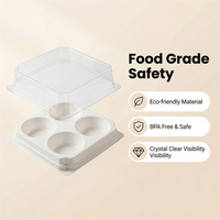 Boîtes d'emballage écologiques en plastique transparent à charnière pour tartes aux œufs et beignets jetables