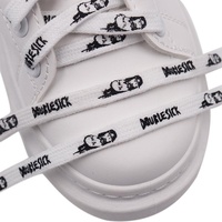 Lacets personnalisés avec logo de marque imprimé, lacets plats en polyester noir et blanc, lacets graffiti pour chaussures décontractées