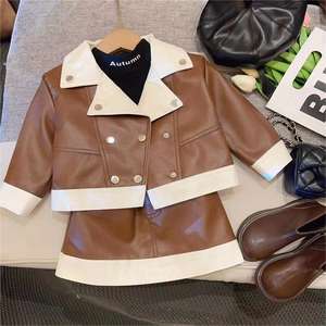 Set di vestiti per ragazze dolci per bambini in stile Boutique inverno autunno 2 pezzi giacca e gonna - Product Image 2