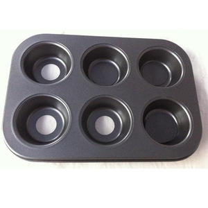 Molde para pasteles de acero al carbono antiadherente de seis cavidades, utensilios redondos para hornear, fácil de limpiar, con base extraíble, molde para muffins para hornear en casa. - Product Image 4