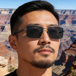 Lunettes de soleil carrées Ks-3987 pour hommes, monture noire en plastique et métal, verres polarisés TAC UV400, protection solaire tendance - Product Image 1