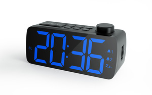Relógio visor led de 6.3 polegadas, rádio digital, criativo, função de soneca eletrônica, abs + <span class=keywords><strong>lcd</strong></span>, geométrico de cn; gua - Product Image 5