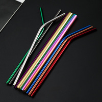 Pailles réutilisables en acier inoxydable 18/8 écologiques, ensemble avec brosse de nettoyage, logo personnalisé, options multicolores, pour bar et usage domestique