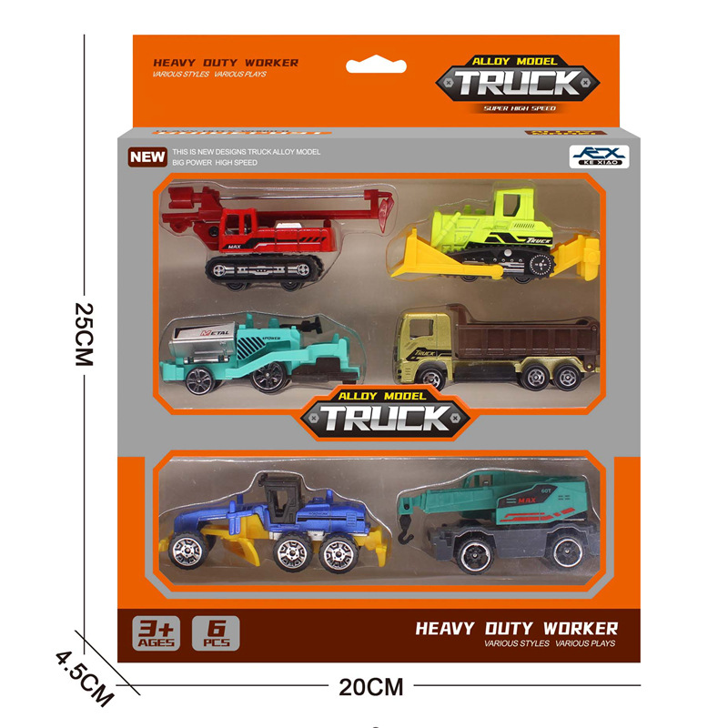 1: 64 die casting engineering construction vehicle toy set mini heavy truck toy drilling rig crane alloy model