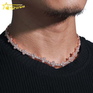Mens Vòng Cổ Thời Trang <span class=keywords><strong>Rose</strong></span> <span class=keywords><strong>Gold</strong></span> Plated 13mm 925 sterling Silver vvs moissanite kim cương Iced ra sao qua liên kết vòng cổ - Product Image 2