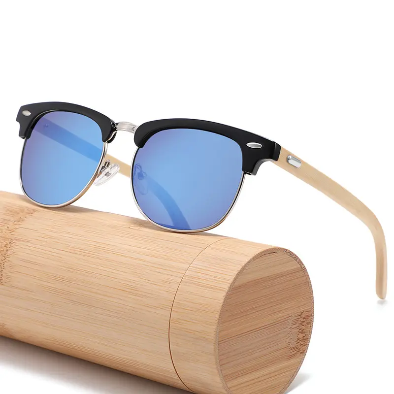 HOOYA卸売サングラス木製OEMサングラスカスタムミラーレンズGafas De Sol UV400 Bamboo PC Zhejiang Women Men Polarized