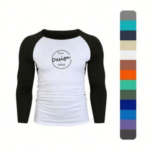 Custom Logo Streetwear Sports Gym High Quality Puff Printing <b>Raglan</b> Color Blocking Long Sleeve Clothes Men <b>T</b>-<b>Shirt</b> for Men - Product Image 1