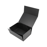 Vêtement personnalisé noir mat rigide magnétique en relief or feuille cadeau boîte pliante