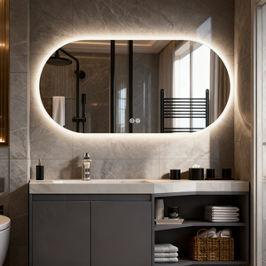 Miroir de salle de bain LED moderne avec éclairage <span class=keywords><strong>avant</strong></span> et arrière, miroir de vanité anti-buée à capteur tactile pour hôtels et maisons - Product Image 4