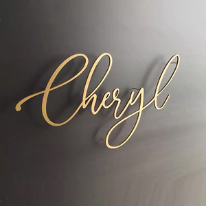 Panneau nominatif personnalisé en acrylique découpé, décoration de mariage et d'<span class=keywords><strong>anniversaire</strong></span>, or miroir, nom personnalisé, décoration murale, cadeaux de fête - Product Image 4