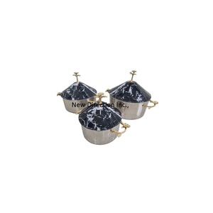 Ensemble de 3 casseroles de finition en émail blanc servant une marmite chaude pour la restauration utilisée en acier inoxydable - Product Image 3