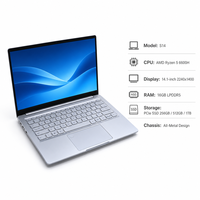 Ordinateur portable professionnel ultra-fin de 14 pouces de l'usine Yifang, équipé d'un processeur AMD Ryzen 5 6600H et d'une apparence métallique