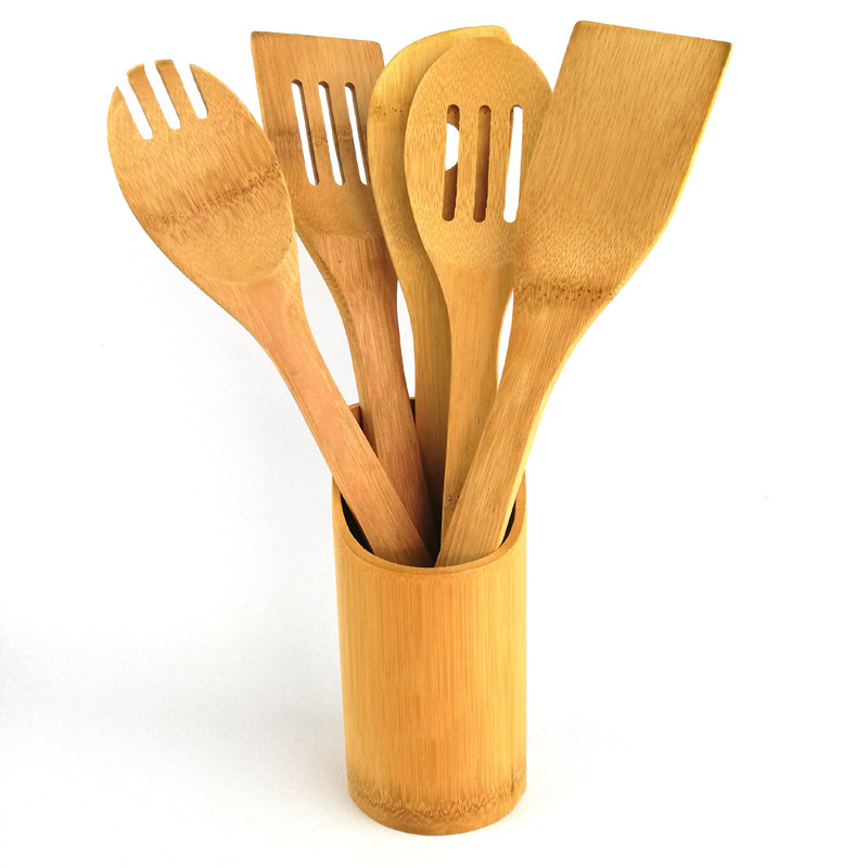 Natural Healthy Organic Bamboo Cooking Sets Bamboo Utensils No Plastic No Chemicals No Varnishes