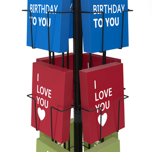 Horizontal <strong>Card</strong> <strong>Rack</strong> Custom Rotating <strong>Greeting</strong> <strong>Card</strong> <strong>Display</strong> <strong>Rack</strong> with 20 <strong>Wire</strong> Pockets and Sign Holder - Product Image 2