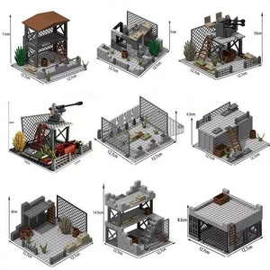 Set de Base para Escenas Tácticas de Bloques de Construcción de Plástico ABS, Fortaleza, Campamento, Poste de Defensa, Compatible con Figuras de Ladrillos, Juguete de Ensamblaje DIY para Exhibición - Product Image 1