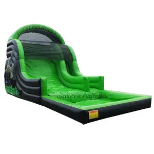 Orient Inflatables Commerciële Zwart En Groen Opblaasbare Natte Droge Glijbaan Water Zwembad Glijbaan