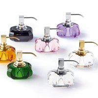 Distributeur de savon liquide HiTop Crystal K9 de luxe sculpté et gravé pour accessoires de salle de bain rose - Finition pompe chromée
