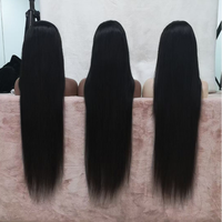Perruques mi-longues à cordon de serrage, cheveux humains lisses, vente en gros, perruques en cheveux vierges, fabriquées à la machine, avec bandeau, perruques en U et en V, cheveux humains