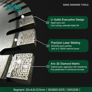 Disco de corte de diamante soldado con láser Arix de alta velocidad SANG de 800 mm, 1200 mm, 32 pulgadas para máquinas de corte de pared, para cortar hormigón reforzado - Product Image 2