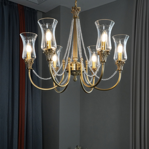 Lámparas Colgantes de Lujo de Cobre Estilo Europeo, Lámparas de Araña de Cristal para Sala de Estar, Lámparas Colgantes Modernas Victorianas para Hotel - Product Image 2