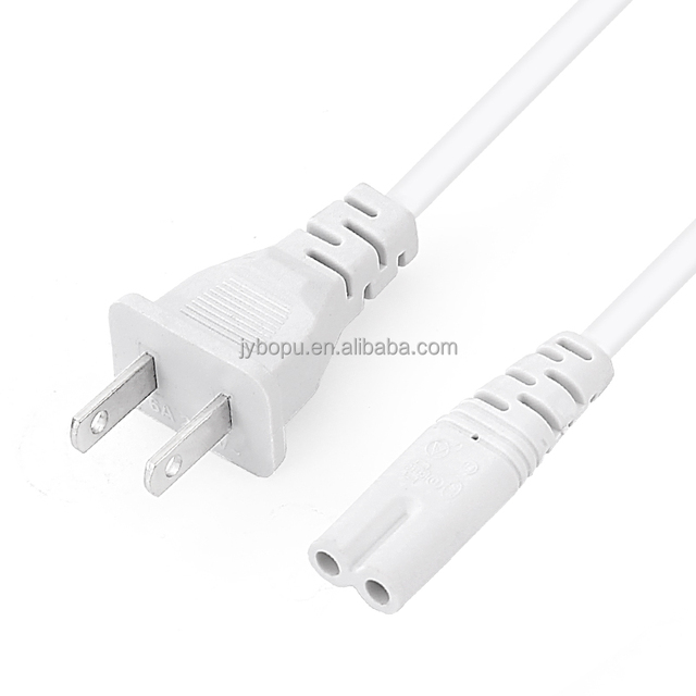US Standard USA AC Power Cord Free Sample 2 Pin Plug Power Extension C7 Cord Bipolar Power Cord with Plug for Computer