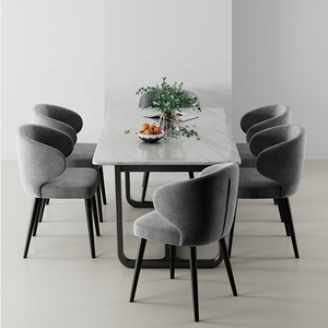 Commercio all'ingrosso di lusso nordico Beige Cadeira de jantar Hotel imbottito cucina ristorante in velluto in pelle sedia da pranzo con gamba in metallo - Product Image 3