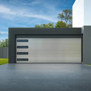 باب جراج مقطعي حديث جديد باللون الأسود مصنوع من سبائك الألومنيوم والزجاج المصنفر مخصص للمنازل بسعر رخيص - Product Image 5