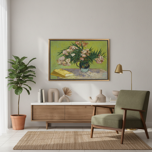 Printed Canvas: Van Gogh Oleanders, Vintage Floral Wall Art,<b>GOLD</b> <b>FRAMED</b> CANVAS - Product Image 3