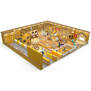 Aire de jeux intérieure de luxe sur le thème du cirque doré avec <span class=keywords><strong>piscine</strong></span> à balles, toboggan et manège pour enfants, centre de divertissement scolaire - Product Image 2