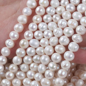 ไข่มุกน้ำจืดเคชิธรรมชาติ ขนาด 9-10 มม. รูปไข่ สีขาว แบบหลวม สำหรับทำสร้อยคอ DIY - Product Image 1