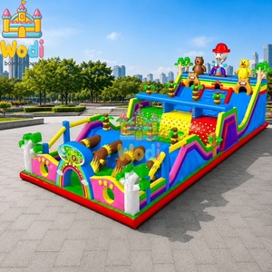 Parcours d'obstacles gonflable en tissu premium et toboggan commercial gonflable vertical double piste - Product Image 2