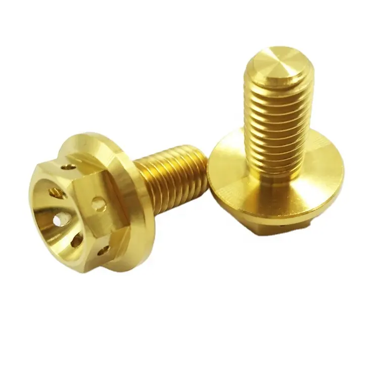 Factory Price High Quality gold Hex Flange Head Titanium Bolts with Hole for motorcycle