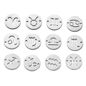 304 in acciaio inox segno zodiacale ciondoli costellazioni pendenti per bracciale collana portachiavi creazione gioielli - Product Image 4