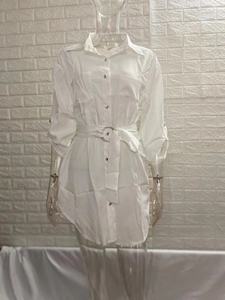 Vestido de Oficina Sexy para Mujer, Estilo Europeo Americano, con Botones, Cuello Camisero, Manga Larga, Elegante, con Cinturón en la Cintura - Product Image 5