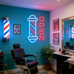 Вращающаяся неоновая вывеска для парикмахерской, акриловая лампа с USB-питанием и регулировкой яркости для ретро-декора салона - Product Image 5