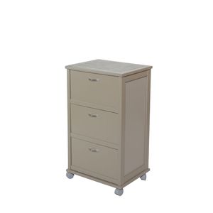 Mueble Utilitario Moderno Premium de Haya con Tapa de Madera, 3 Puertas de Madera Maciza, Ruedas de Plástico, Tiradores de Hierro MASLEGNO MAS255 para Interiores de Cocina - Product Image 1