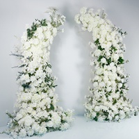 Arche de fleurs artificielles en soie blanche, faite à la main, effet corne, arc-en-ciel, pour demande en mariage, décoration de porte, photographie extérieure, ensemble de décoration