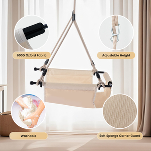 Sedia a dondolo ergonomica a forma di U regolabile in altalena per bambini con cuscino lavabile in lavatrice per giocare in interni ed esterni - Product Image 4