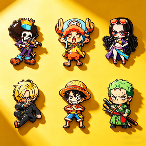 6 Nuevos Diseños de Alta Calidad, Pin Metálico de <span class=keywords><strong>Anime</strong></span> de One Piece con Luffy, Zoro, Nami y Robin, Decoración para Mochila - Product Image 1
