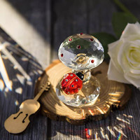 Ornements de bureau en verre cristal en forme d'animaux, petits cadeaux, artisanat champignon de dessin animé, décorations amusantes anti-stress