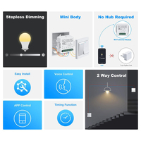 Produk Rumah Pintar Mini Tuya WiFi Smart Life Timer 2 Arah Lampu LED Dimmable Dimmer Saklar Pintar