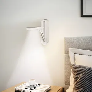 Lâmpada de parede ajustável, recarregável, usb, moderna, led, para quarto com dimmer